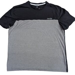 Calvin Klein Men's Black Gray‎ Color Block T Shirt Crew Neck Short Sleeve
